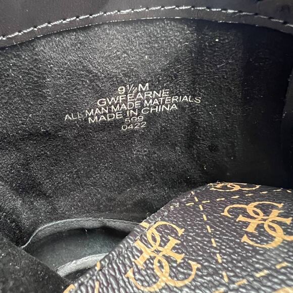 Guess Women's GW Fearne Combat Boots Size 9.5  Black & Gold Chunky Sole - Picture 13 of 15